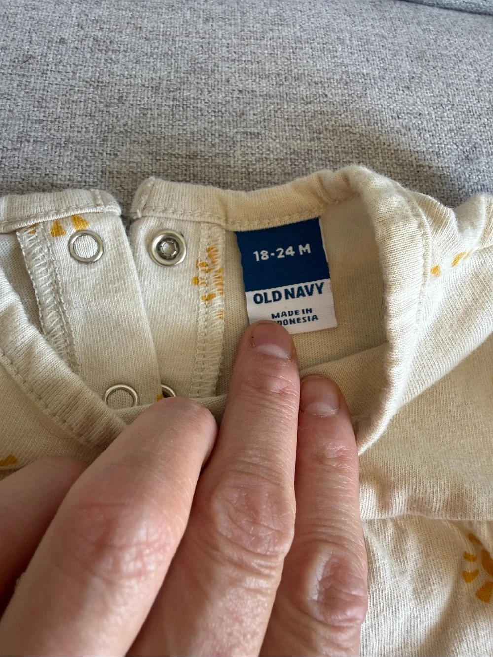 Old Navy Cream Baby Romper with Yellow Sun Print